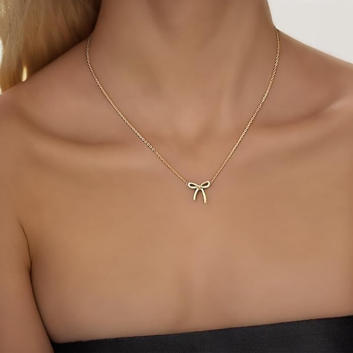 Gold Bow Pendant Necklace