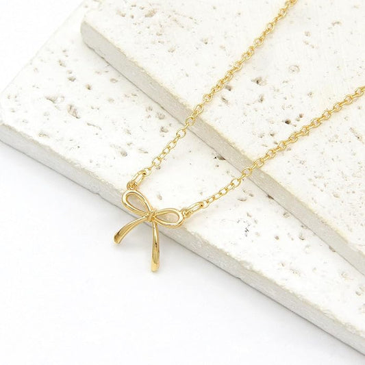 Gold Bow Pendant Necklace