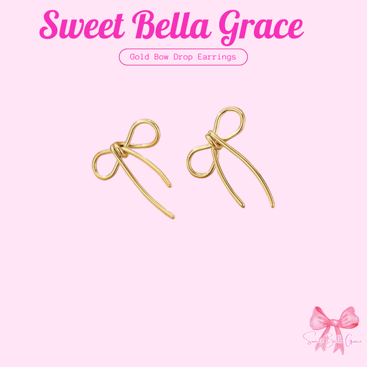 Gold Bow Drop Earrings