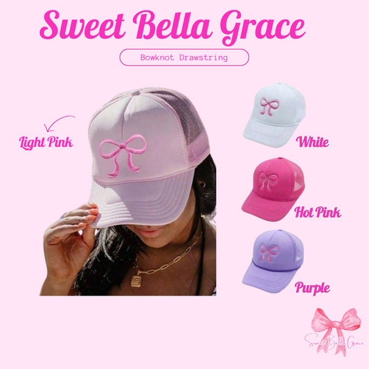 Sweet Bella Grace Bowknot Drawstring Trucker Cap